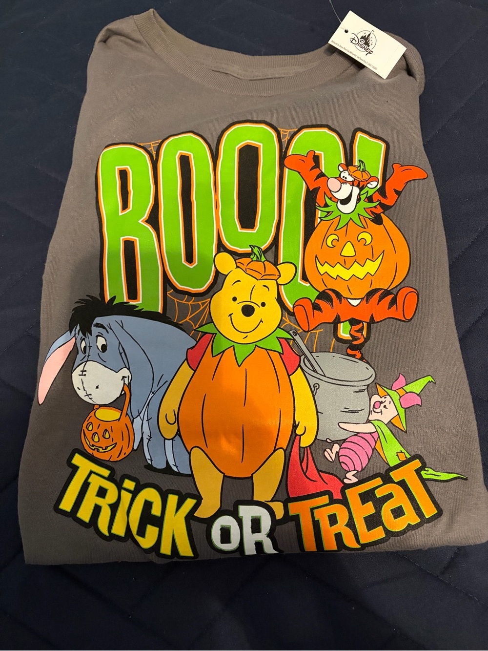 Disney World Gray Winnie the Pooh Halloween 'BOO!' Pumpkin Costume Tee